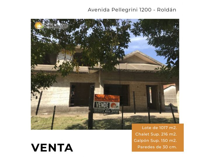 ROLDAN - VENTA -IMPORTANTE CHALET A TERMINAR SOBRE  AVENIDA