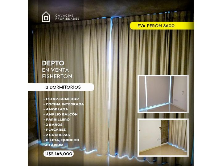 HERMOSO DEPARTAMENTO DE DOS DORMITORIOS EN EVA PERÓN AL 8600