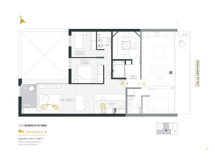 Departamento de 3  dormitorios - Santiago y Santa Fe