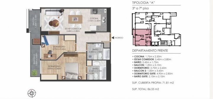 DEPTO NVA CORDOBA, ENTREGA 03/2026, 2 DORM,  CONSULTÁ MAS TIPOLOGIAS