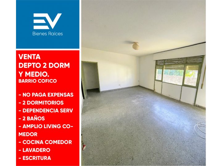 VENTA. COFICO. IDEAL INVERSOR! AMPLIO DEPTO 2 DORM + DEP DE SERV! NO PAGA EXPENSAS!!!