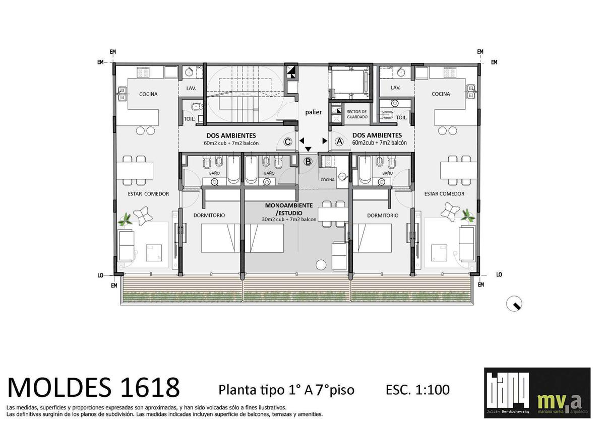 Departamento 1 ambiente Belgrano en  CACTUS MOLDES