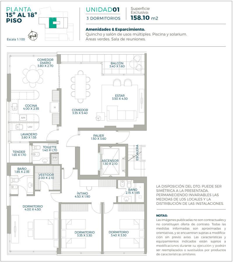 Departamento Premium en venta de 3 dormitorios en Rosario Centro