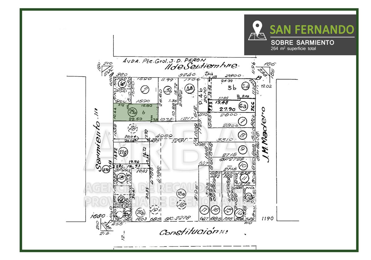 Terreno de 264 m2 totales - Planos Aprobados - San Fernando centro