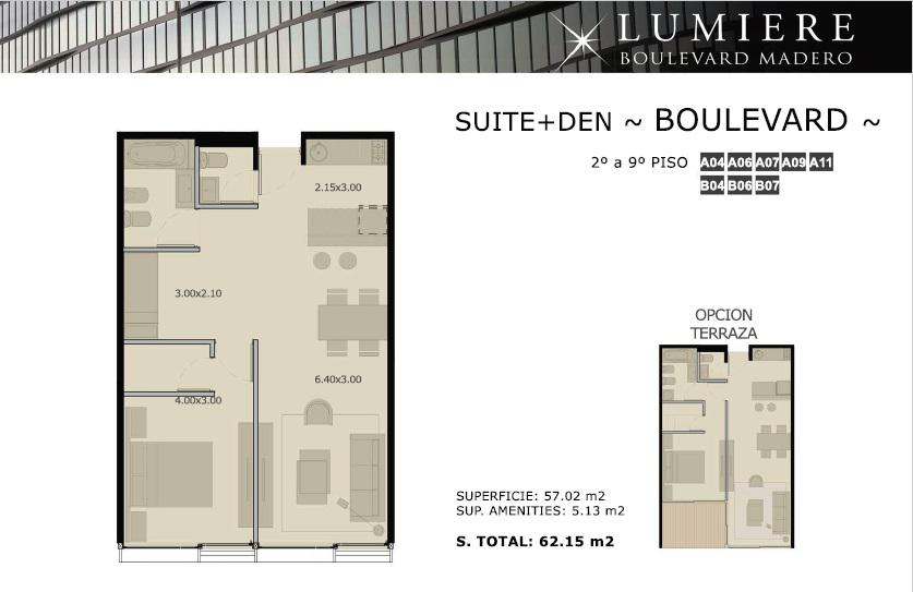 OPORTUNIDAD-LUMIERE BOULEVARD-2AMB EN SUITE 62M2 ESCRITORIO COCHERA