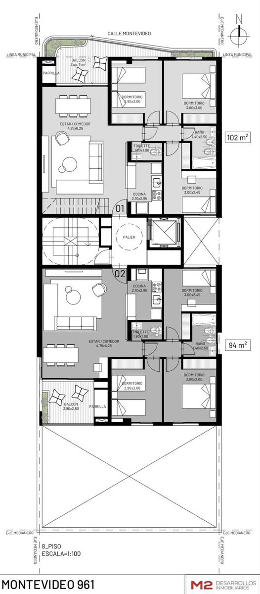 Departamento 3 dormitorios a la venta en Montevideo al 900