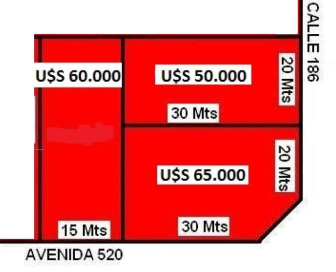 Venta terreno 600mts - Av. 520 esq. 186 - La Plata