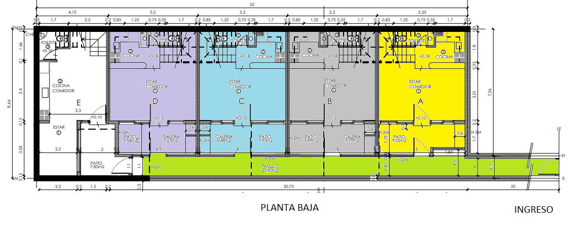 Venta. Departamento dúplex a estrenar de pasillo 2 dormitorios. Moreno 2900. Rosario.