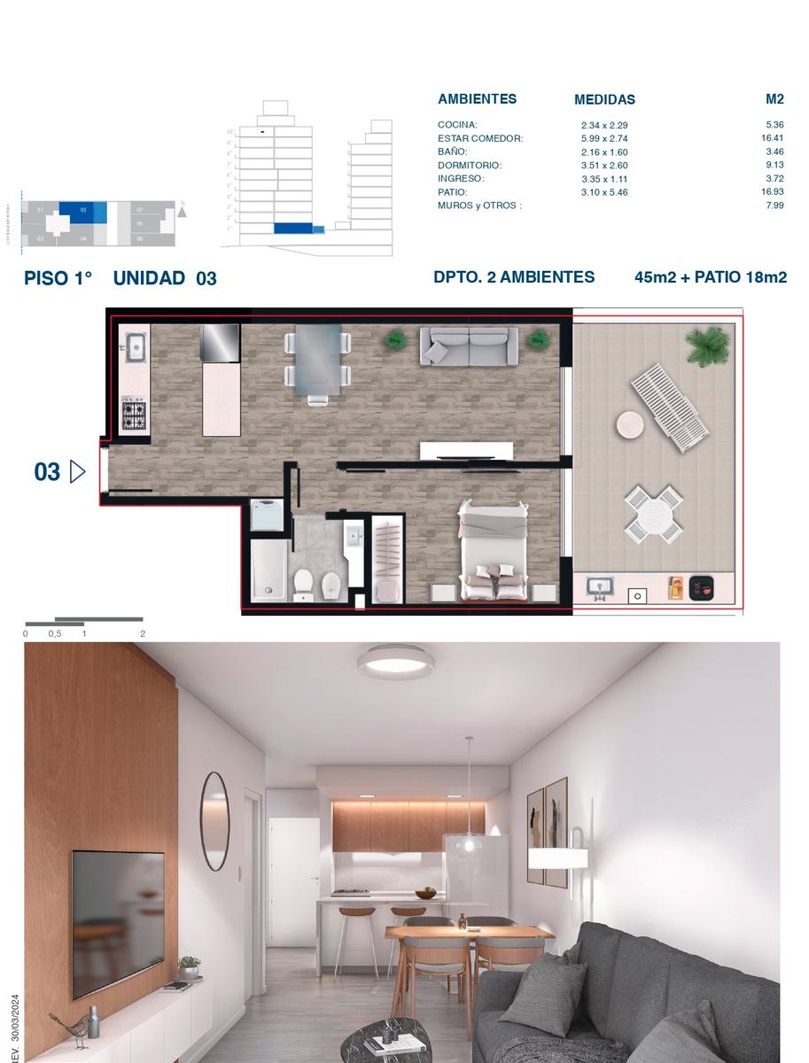 Departamento monoambiente , amenities - Juan M. de Rosas 1100 - Martin Rosario  Venta