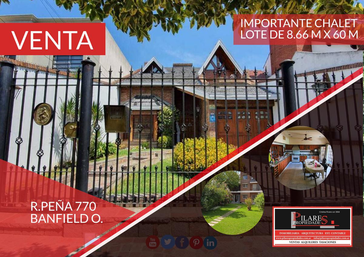 Casa  de 5 dormitorios con parque y quincho lote de 8.66 x 60 en Banfield Oeste acepta  permuta