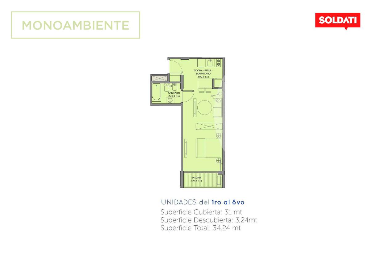 Espai Centenario.Venta.Departamento.1 ambiente.Parque Centenario