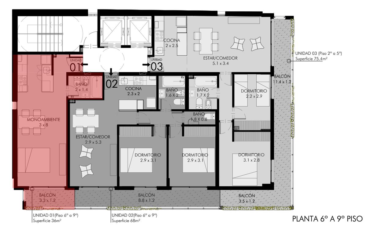 Venta departamento monoambiente con balcon al frente amenities