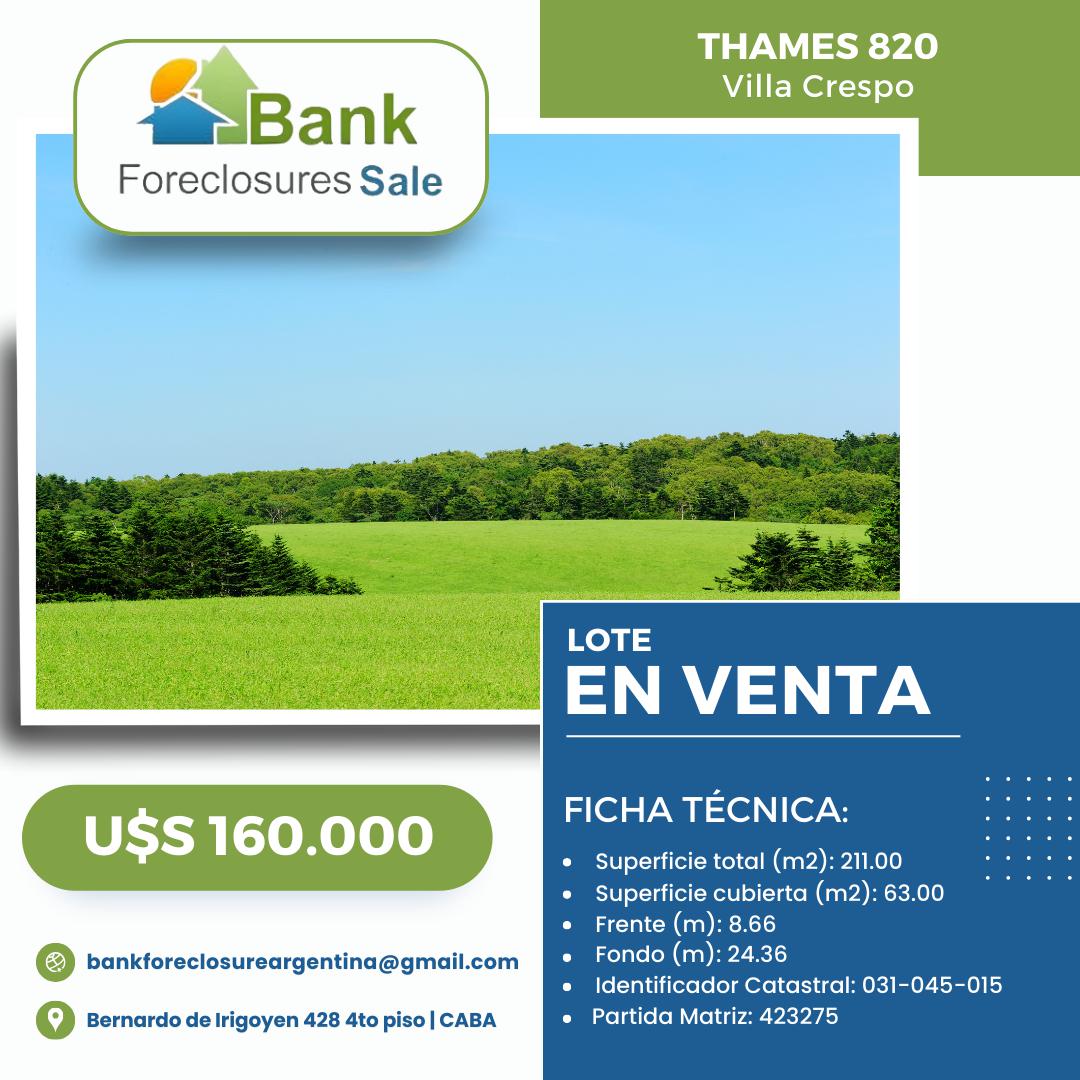 Terreno en Thames 820 - Villa Crespo