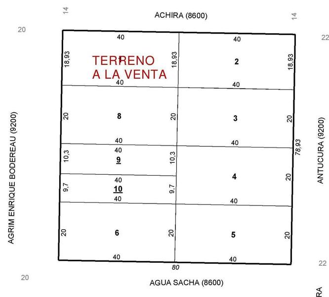 LOTE ESQUINA EN AV. BODEREAU 9200