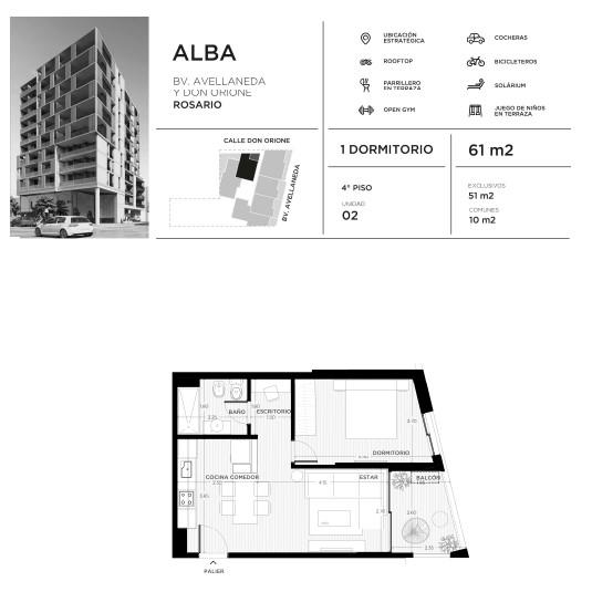 AVELLANEDA Y ORIONE 04 02 ALBA - VENTA DEPARTAMENTO 1 DORMITORIO EN ROSARIO