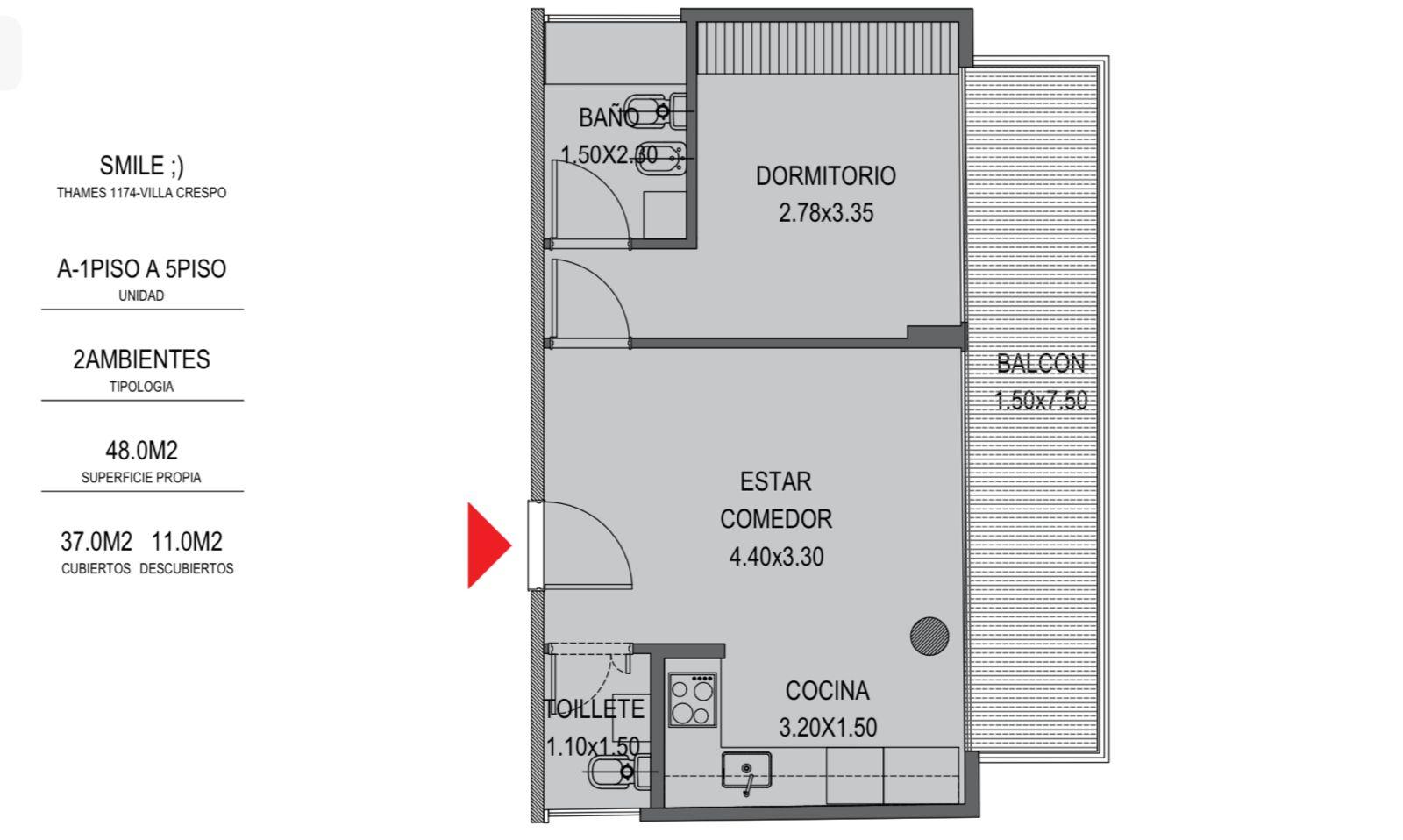 Departamento de dos ambientes a estrenar en Alquiler en Villa Crespo Capital Federal