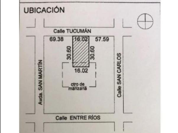 VENTA Lote para Constructora 490,21 m2 Tucuman 543 - San Lorenzo