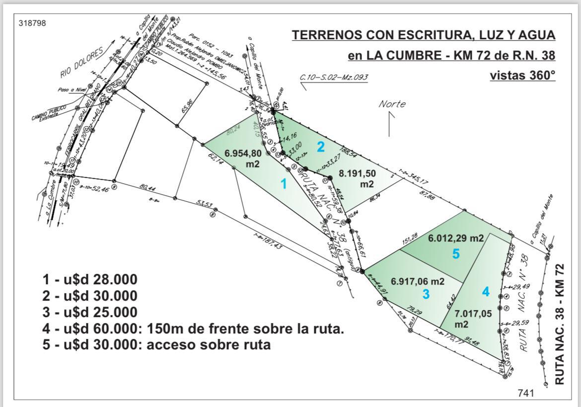 Terreno en  La Cumbre, inmediaciones Ruta Nacional 38