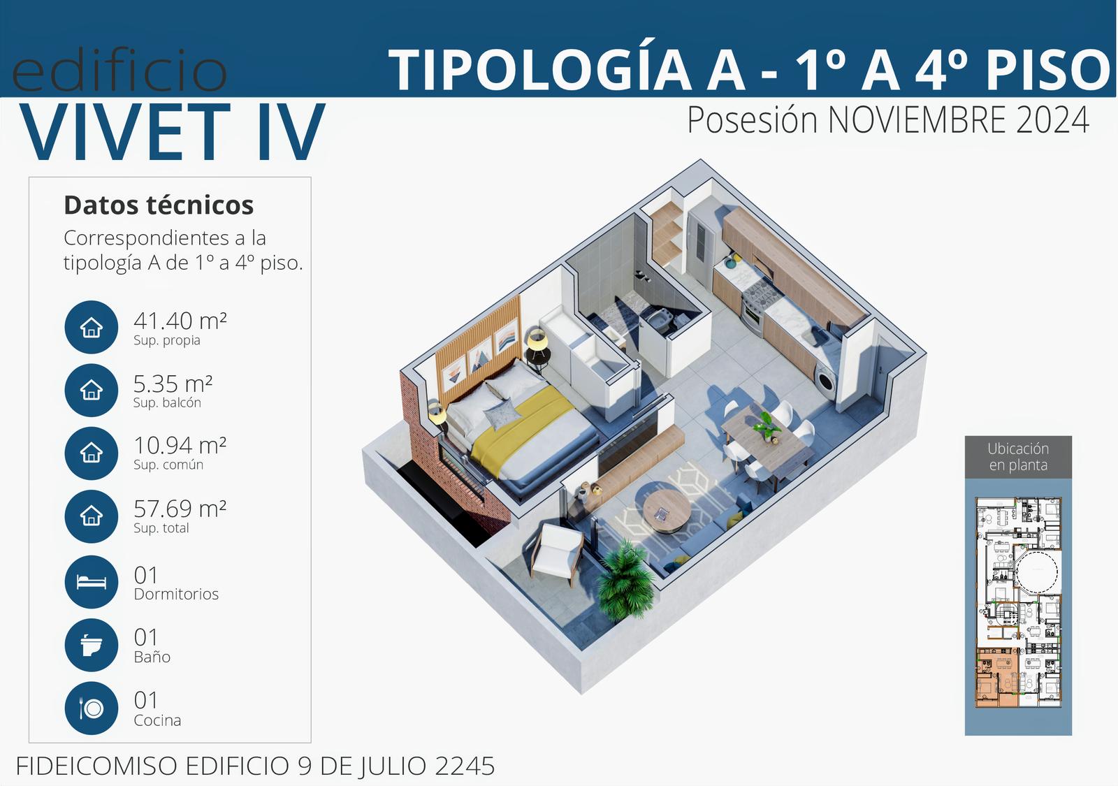 Alto Alberdi - Vivet IV - Departamento de 1 dormitorio a estrenar