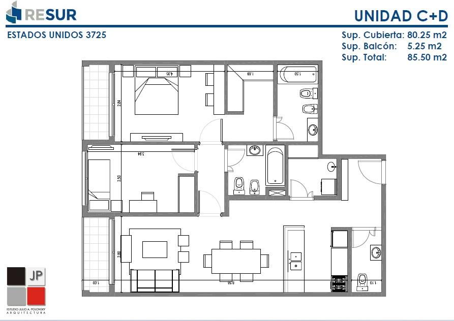 Departamento en  Venta - Boedo - Estados Unidos 3700 - 3 amb c/ balcón - USD 154.500