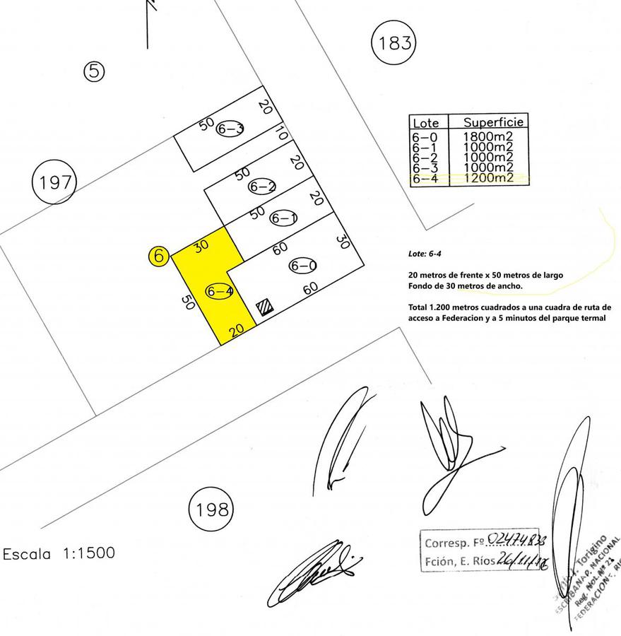 Terreno en venta  de 1.200  m2 en Federación, Entre Ríos.