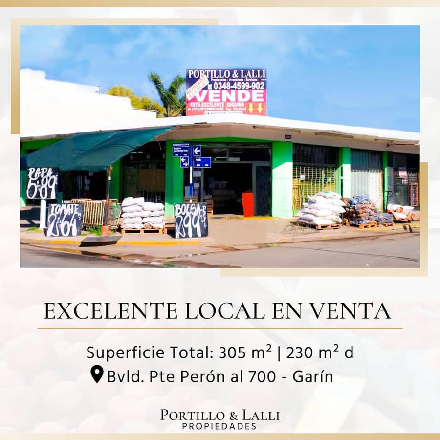 Excelente propiedad comercial, (en Esquina ) en centro de Garin, Bs As   Propiedad 100  comercial,