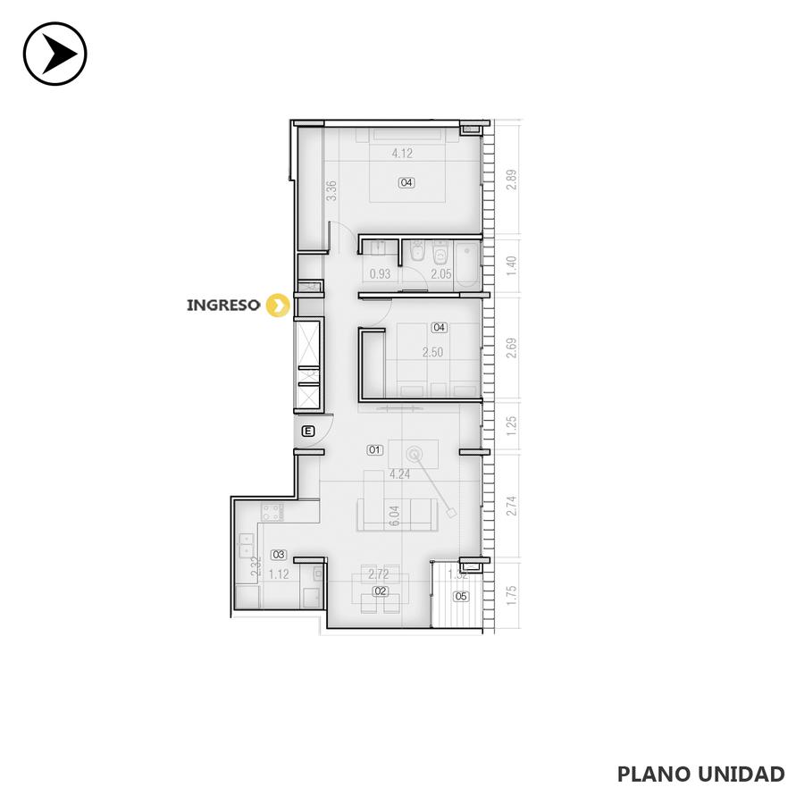 Departamento 2 dormitorios en venta, Balcón norte, Luz natural- Centro