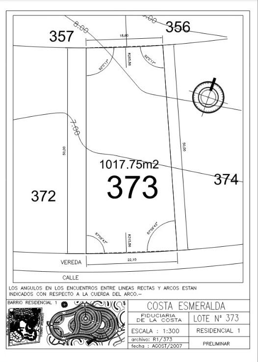 Terreno en Venta - Residencial I Lote 373 - Costa Esmeralda