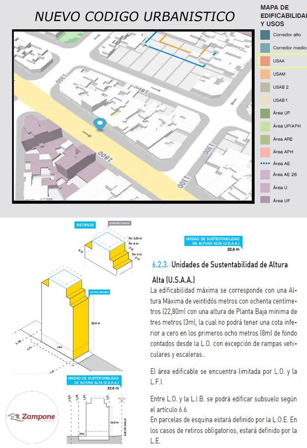 Venta  Terreno Lote Acepta m2 construidos Sup. Vend 111m2 - Villa Urquiza