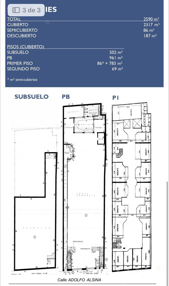 2590m2 - excelente inmueble comercial en  inmejorable ubicación - 3 plantas - apto todo rubro