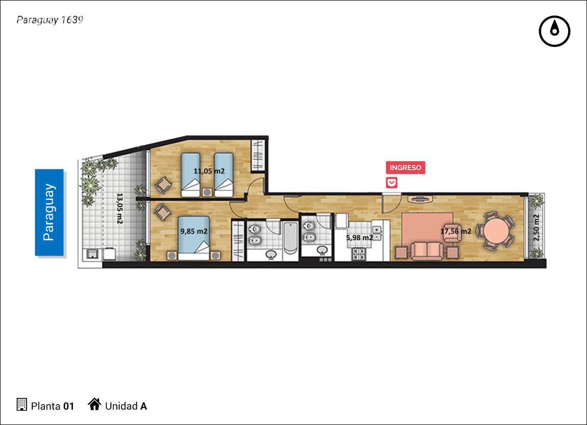 Paraguay al 1600 - Departamento de dos dormitorios en venta - Rosario