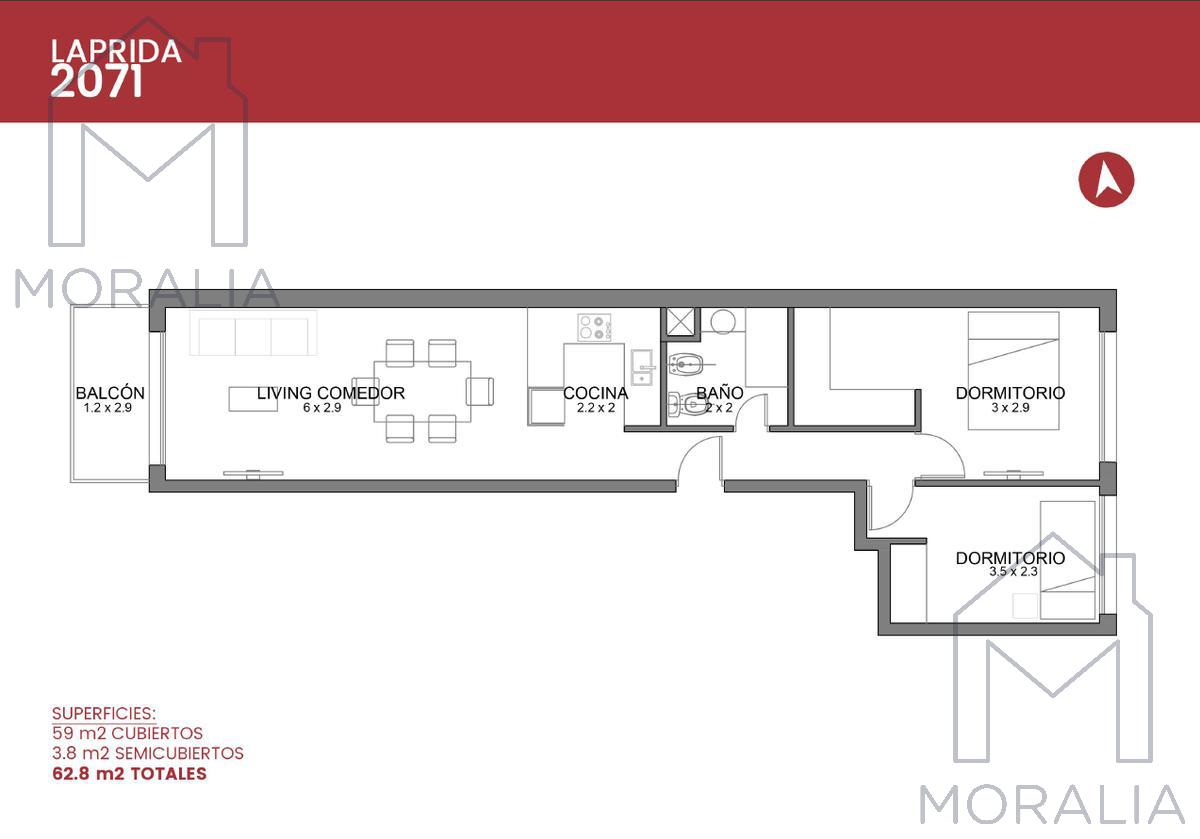 venta departamento 2 dormitorios con balcón abasto