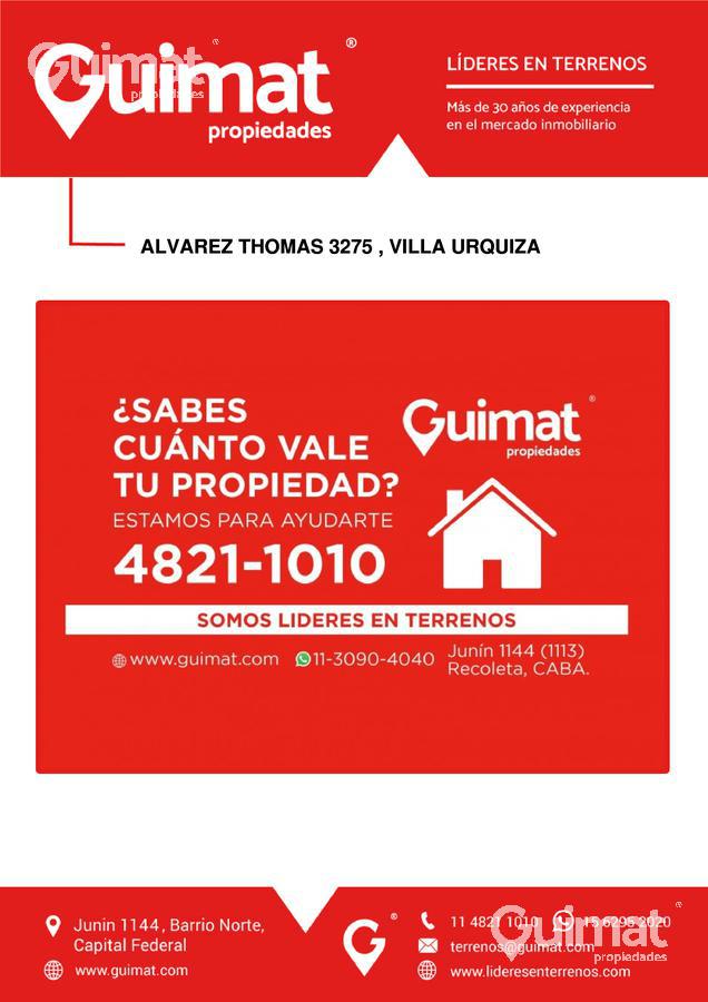 Terreno - Villa Urquiza - LIDERES EN TERRENOS - GUIMAT PROPIEDADES